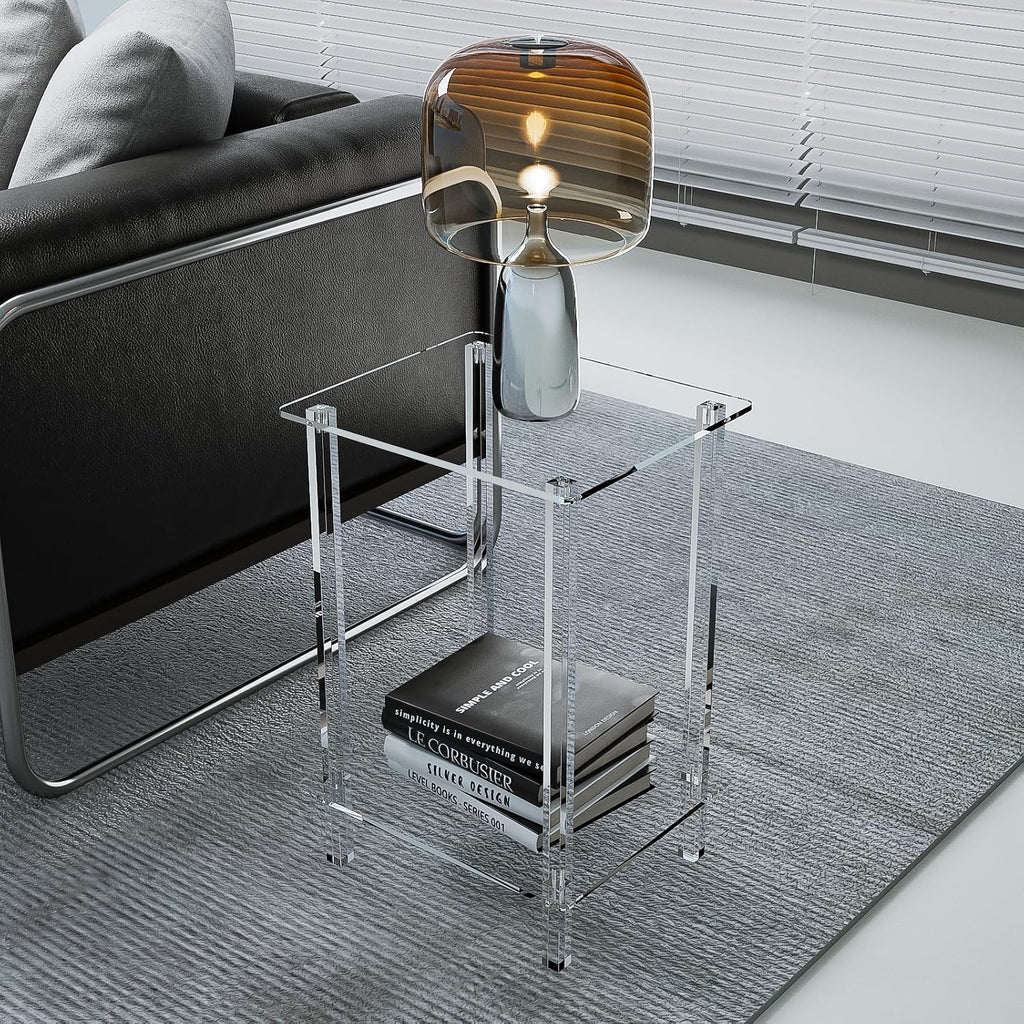 Clear 2-Tier Acrylic Side Table