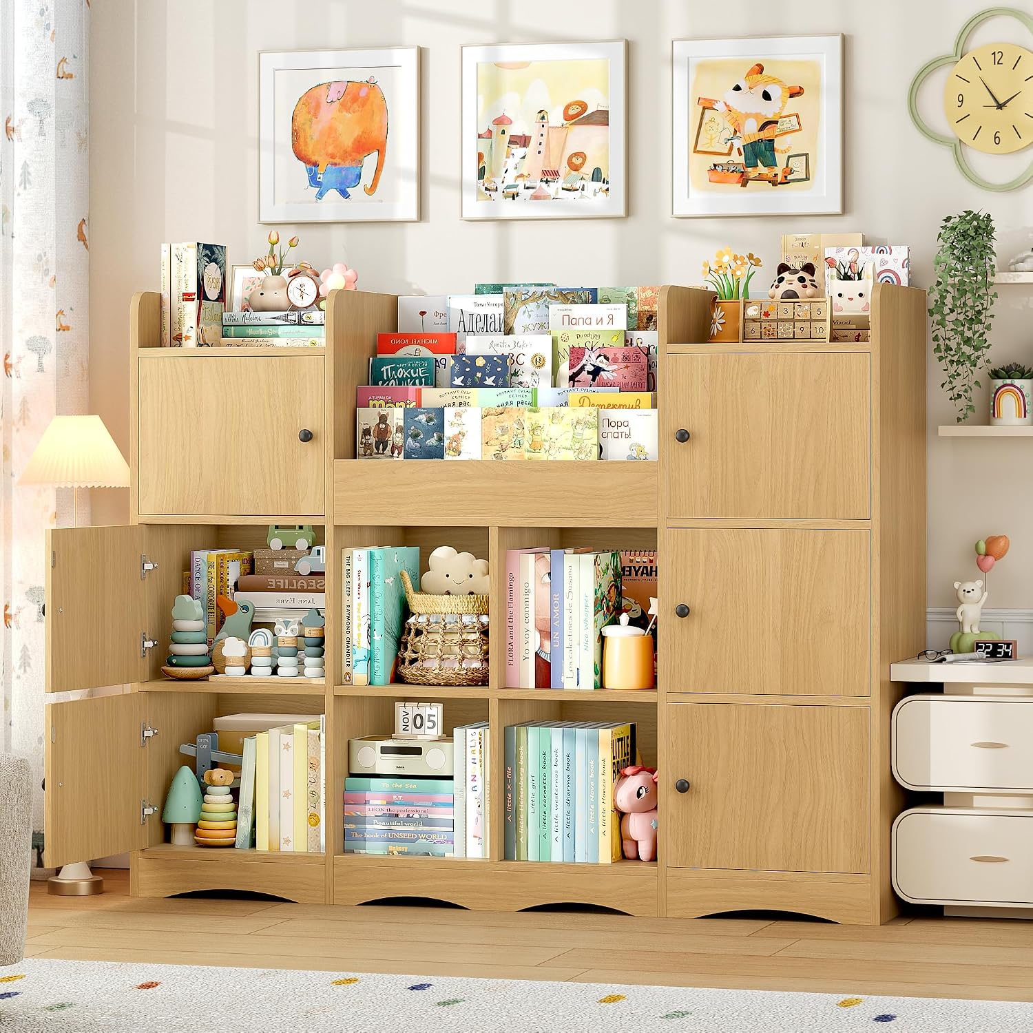 Natural Kids Toy Storage Bookshelf 55 Inch