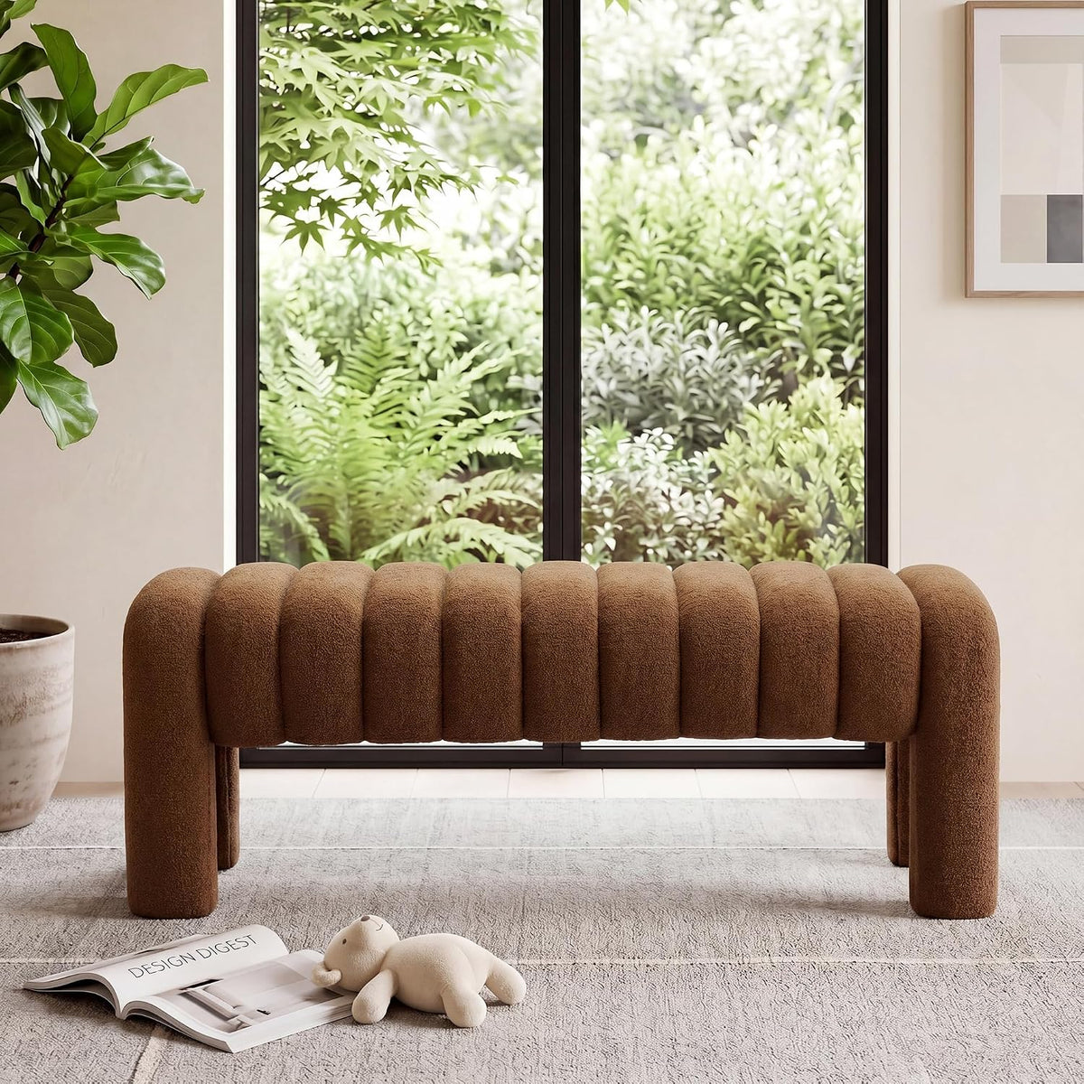 Rust Brown Boucle Bench 43 Inch