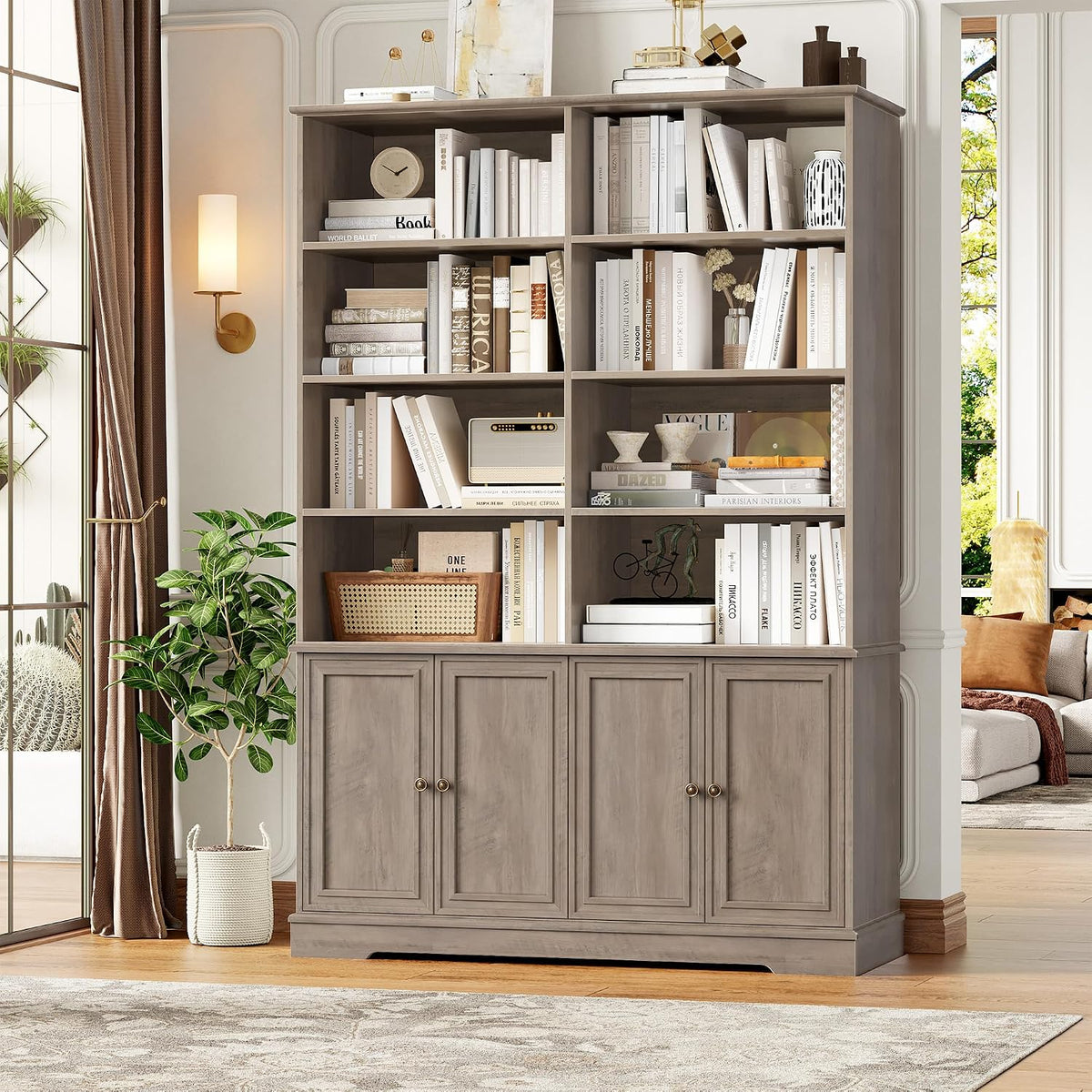 73" Double Wide Tall Bookshelf with Doors