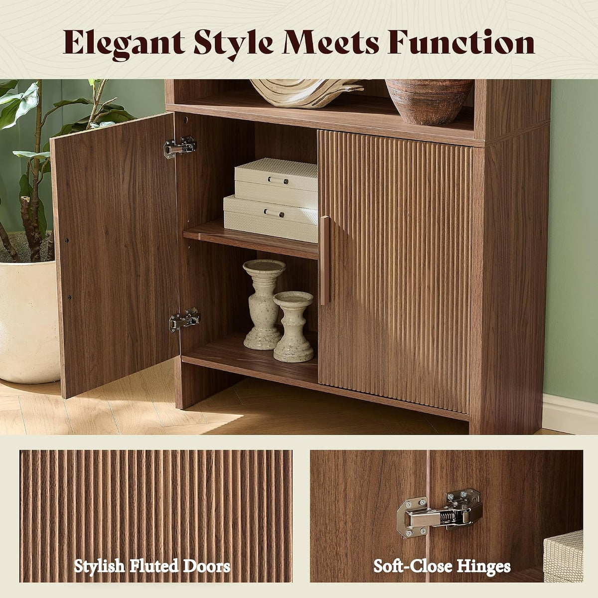 Brown Curved Bookshelf 71 Inch