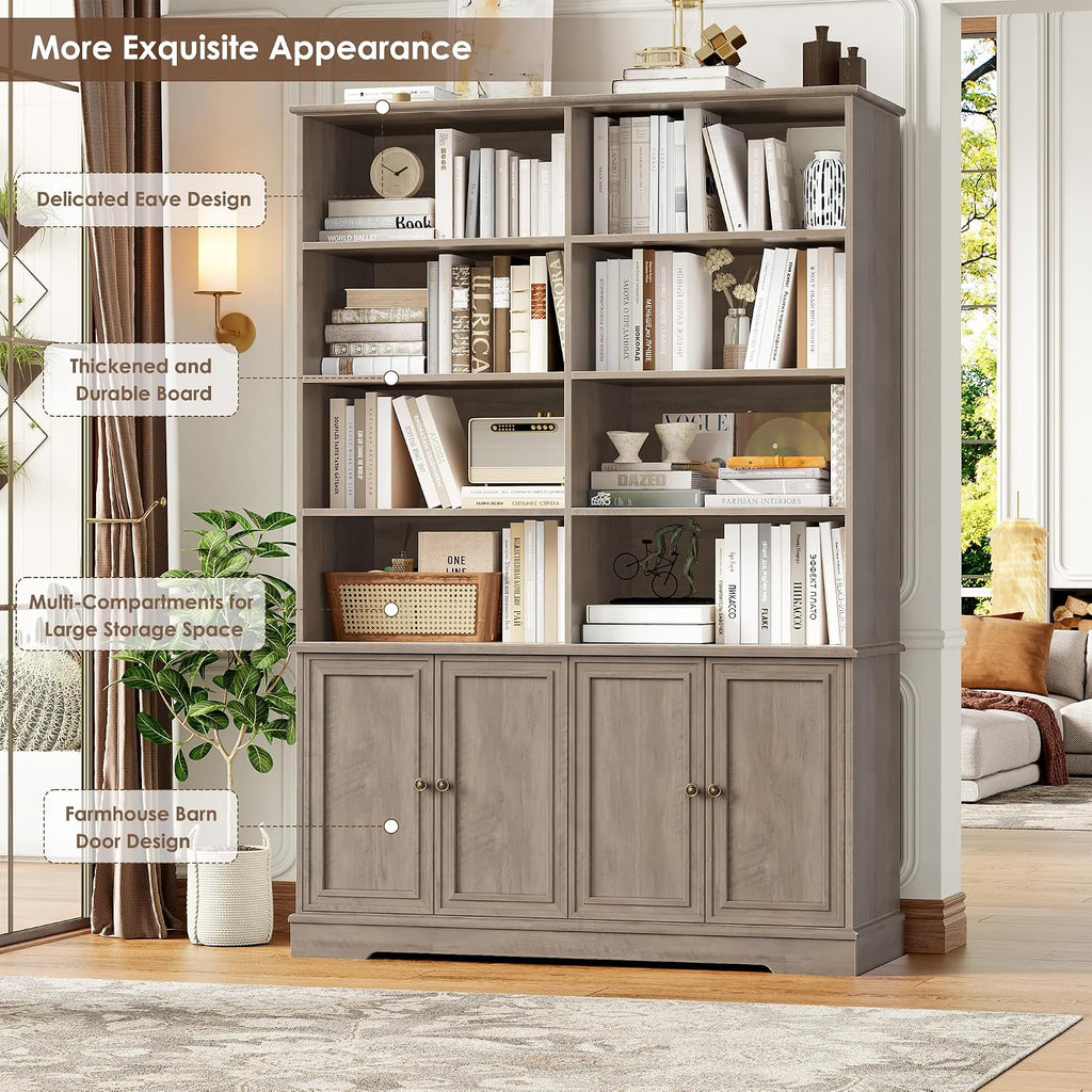 73" Double Wide Tall Bookshelf with Doors