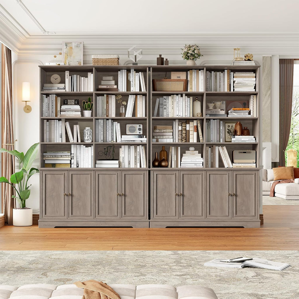 73" Double Wide Tall Bookshelf with Doors