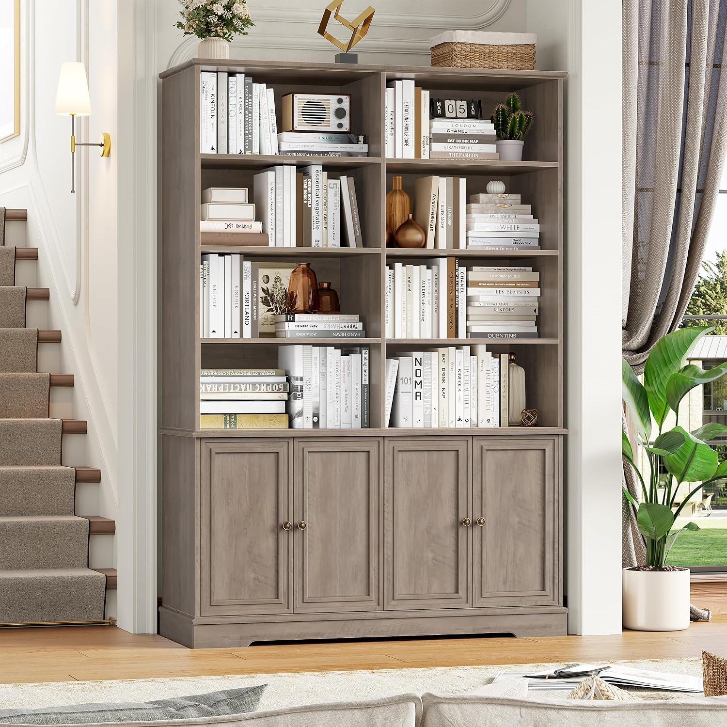 73" Double Wide Tall Bookshelf with Doors